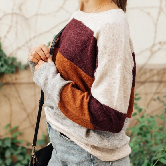 Heathered Heaven Striped Fall Sweater - Picture 2 of 3